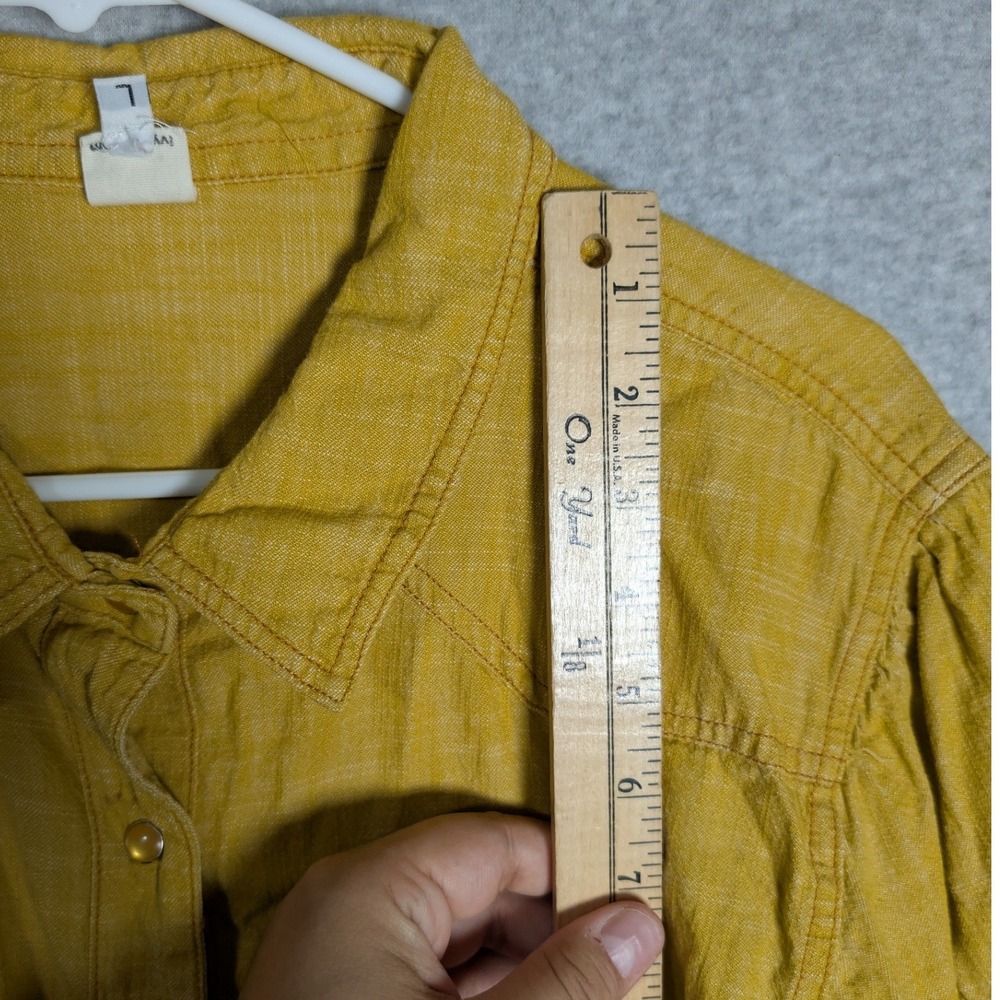 Ivy Main Womens Shirt Large Mustard Yellow Cotton Western Snap Button Rustic - Picture 7 of 15